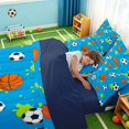 thumbnail image 4 of Manfei Boys Soccer Basketball King Bedding, Sports King Bed in a Bag, Bright Blue Lime, Navy Reversible 7 Pieces, 4 of 6