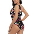 thumbnail image 4 of Pofeuu Ladybug Print Women's One Piece Swimsuits One Shoulder Swimwear Asymmetric Ruffle Monokinis Bathing Suits-Small, 4 of 6