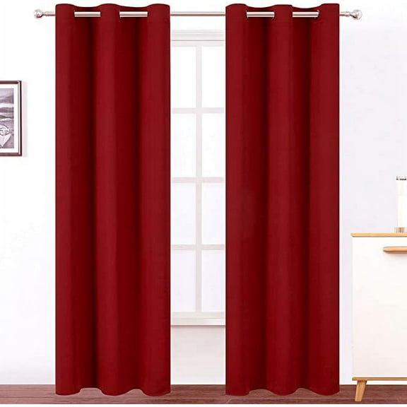 Amay Grommet Blackout Curtain Panel True Red 84 Inch Wide by 84 Inch Long -1Panel