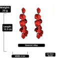 thumbnail image 2 of Pendientes largos de pétalos de rosa acrílicos, pendientes colgantes de flores exageradas, 2 of 3