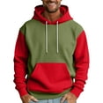thumbnail image 2 of QHRMKOG Winter Hoodies for Men Loose Fit Color Block Hooded Sweatshirts Fashion Long Sleeve Pullover Hoodie Drawstring Fall Warm Top with Pockets Red 2XL, 2 of 5