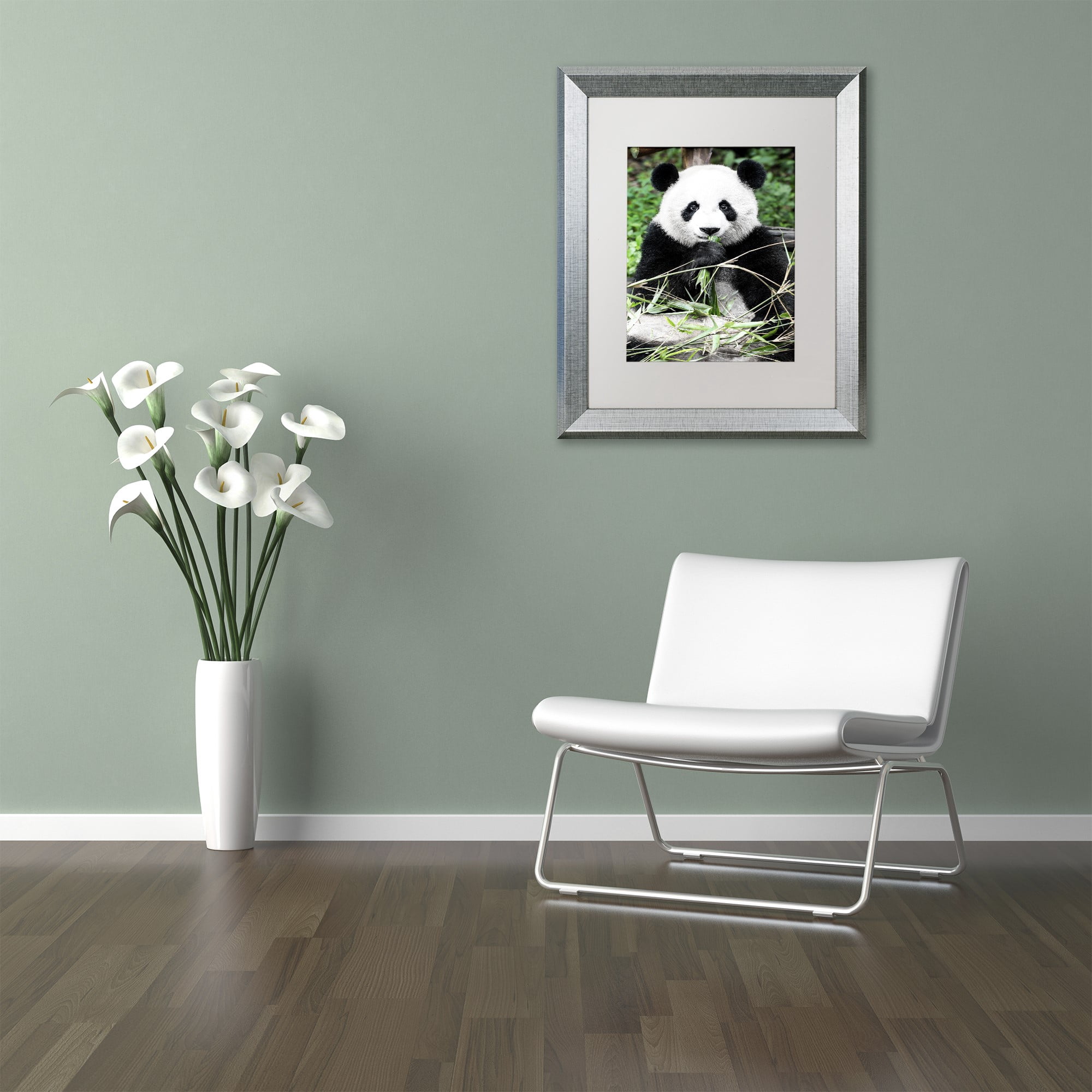 Trademark Fine Art "Giant Panda" Canvas Art by Philippe Hugonnard, White Matte, Silver Frame