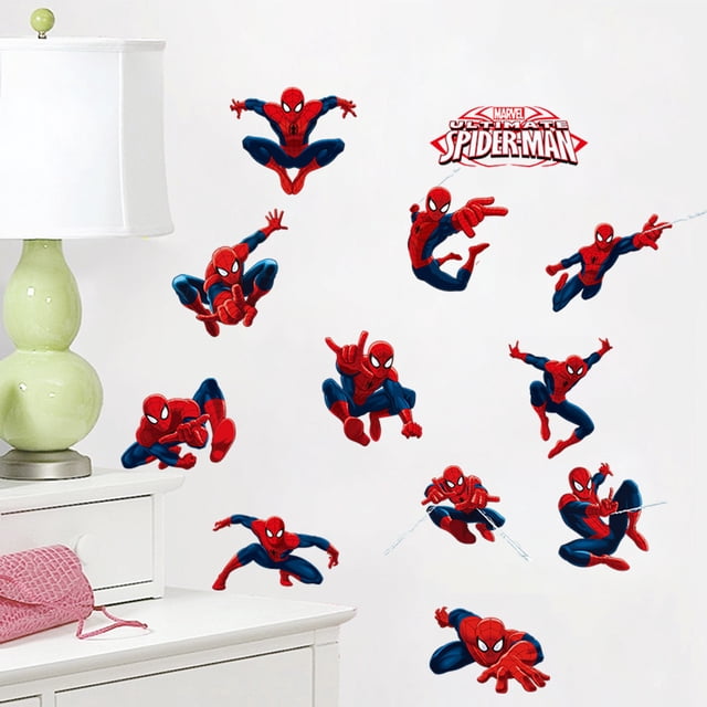 Pegatinas de pared 3D de Spiderman para niños, pegatinas de pared creativas para la habitación de los niños, sala de estar, guardería, fondo, decoración de pared, pegatinas de vidrio extraíbles