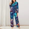 thumbnail image 6 of Rateoe Underwater Turtle Dolphin Octopus Pattern Womens Pajamas Set Long Sleeve Sleepwear Button Down Nightwear Soft Cotton Pj Lounge Sets, 6 of 9