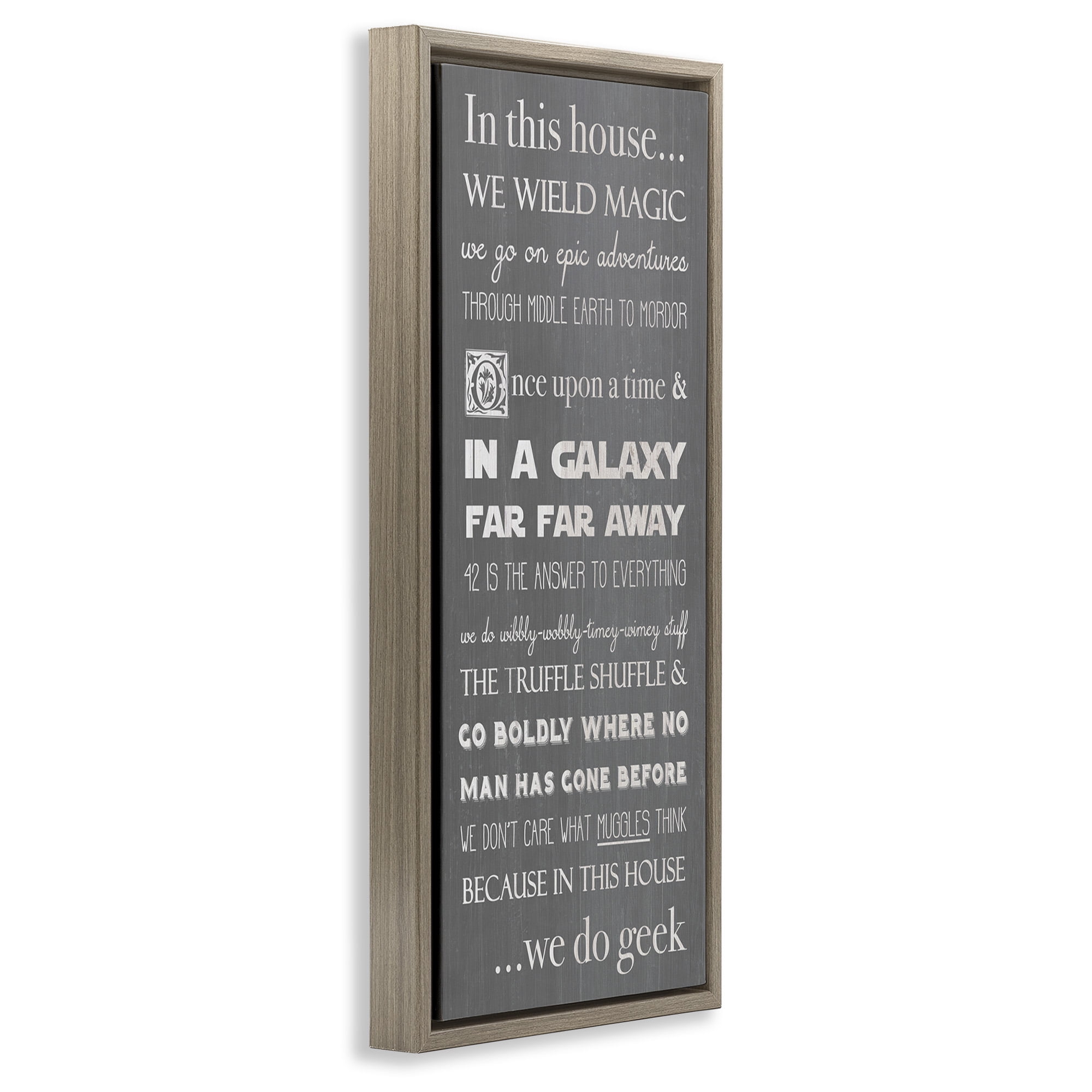 Stupell Industries Family Movie Night Phrases Typography Painting Brown Floater Framed Canvas Art Print Wall Art, 15 x 31