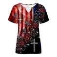 thumbnail image 3 of HCYSFG Women Patriotic 4th of July Tee Trendy Regular Fit Notch Neck Top Classic 250th Anniversary USA Shirt Flower Rose Cross T-Shirt, 3 of 3