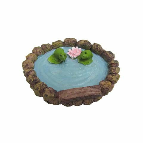 Darice 30050610 Mini Pond Figurine with Frogs 2.75 X 0.75 Inches