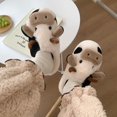 thumbnail image 2 of Pantuflas acogedoras de felpa de dibujos animados para mujer, lindas pantuflas de animales de vaca cálidas para interiores y exteriores, Blanco, 6.5-7 US, 2 of 6