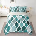 thumbnail image 2 of jejeloiu Waves Striped Lines 7 Pieces Bedding Comforter Set,Boho Gemoetric Pattern Full Bedding Set,Cyan Mermaid Print Abstract Fitted Sheet Flat Sheet For Adults,Super Cozy Room Decor Reversible, 2 of 8