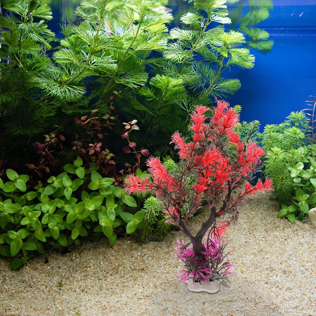 HEALEEP Artificial Aquatic Plants Simulation Aquatic Plant Decor Red 1Pcs for Fish Tank Enhancement 9.8*2.4*9.8in