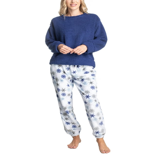 Ensemble de Pyjama en Peluche Sherpa pour Femmes et Plus Violet/diamant Moyen