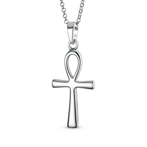 Bling Jewelry Womens Sterling Silver Ankh Cross Pendant Necklace Men and Teens