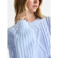 thumbnail image 4 of No Boundaries Cable Knit Sweater, Midweight, Women's, 4 of 5