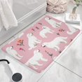 thumbnail image 3 of White Dogs and Pioneer Flower Flannel Non Slip Door Rugs,Washable Door Mats Indoor,Decorative Door Mats,Dirt-Resistant and Absorbent Doormat for Entrance,Bedroom,Kitchen,Bathroom,31.5x17in(80x43cm), 3 of 4