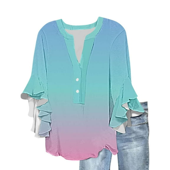 SHE IS Womens 3/4 Sleeve Tops, Long Shirts for Women Trendy Fall Workout Tops for Women Long Sleeve Loose White Blouse for Women Dressy Basic Cotton Tees for Women Fitted