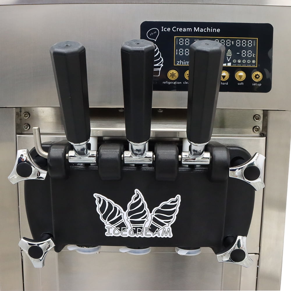 PreAsion Soft Ice Cream Machine 3 Flavors Ice Cream Maker Frozen Cones Making
