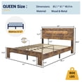 thumbnail image 2 of Queen Bed Frame, Queen Size Bed Frame with Storage Headboard, Farmhouse Platform Bed Frame with Charging Station and LED Lights, Sturdy Wooden Slats, No Mattress Required, No Noise，Brown, 2 of 8