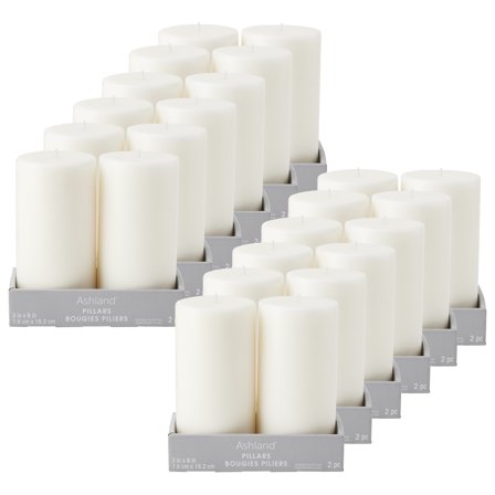 2 Sheets (24 Total) White Pillar Candle Pair by Ashland - Bulk 12 Pack