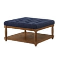thumbnail image 6 of S-HOME Large Square Upholstered Tufted Linen Ottoman, Spacious Coffee Table with Solid Wood Shelf，Navy Blue, 6 of 6