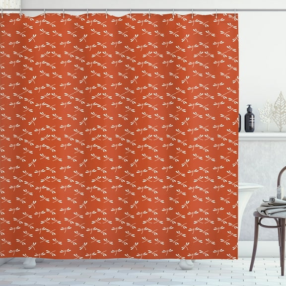 Ambesonne Dragonfly Shower Curtain, Tropical Wildlife Print, 69"Wx70"L, Burnt Orange