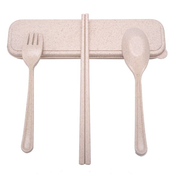 Juego De Cubiertos Ecológicos De Viaje (2 Sets) – Biodegradable, Incluye Cuchillo, Tenedor, Cuchara, Palillos, Pajitas Y Cepillo