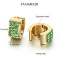 thumbnail image 2 of HIJONES Stainless Steel Cubic Zirconia Hoop Earrings for Men Women Round Huggie Hinged Statement Ear Studs Gold Red, 2 of 4