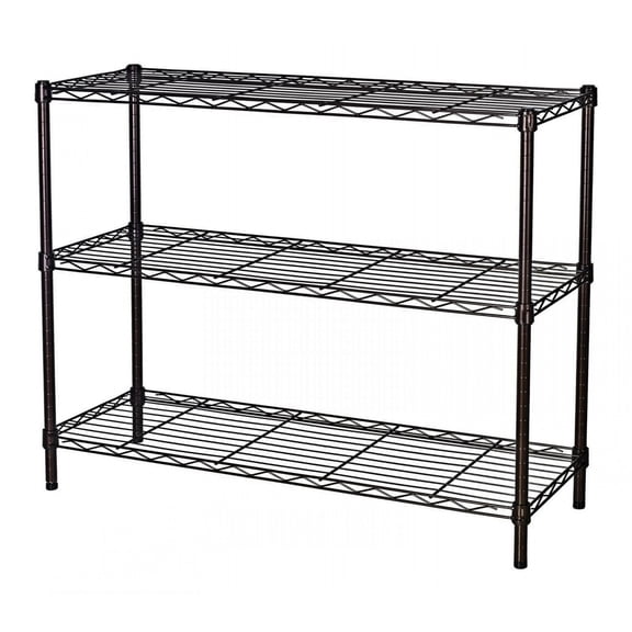 Standing Shelving Units, 36" W x 14" D x 32" H Metal Storage Shelves, Adjustable Carbon Steel Wire Shelving Rack Display Shelf for Garage Bathroom Kitchen Home Office (3-Tiers, Black)