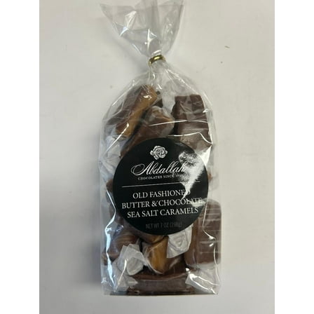 Abdallah Chocolates-Old fashioned Butter & Chocolate Sea Salt Caramels, 7 oz. Bag