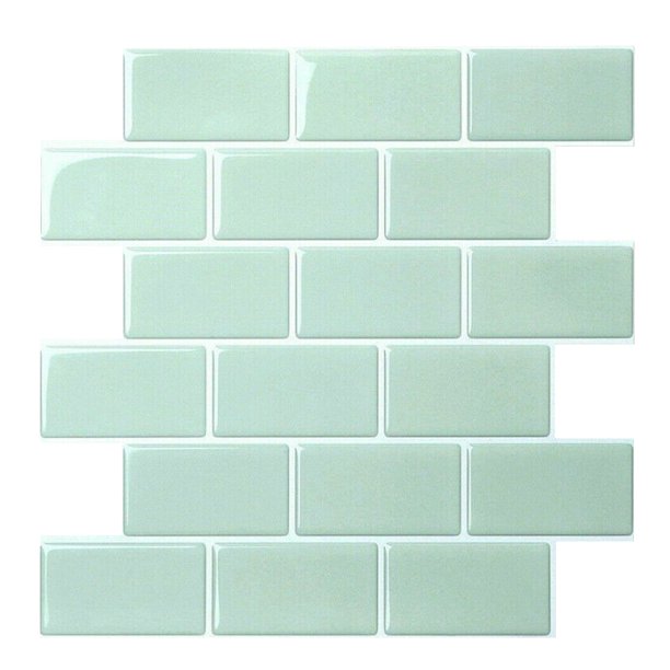 Adhesivo para azulejos de pared, papel tapiz de plástico de ladrillo 3D, autoadhesivo, calcomanía de decoración de pared para el hogar, BW56, verde kenally HA002477-05