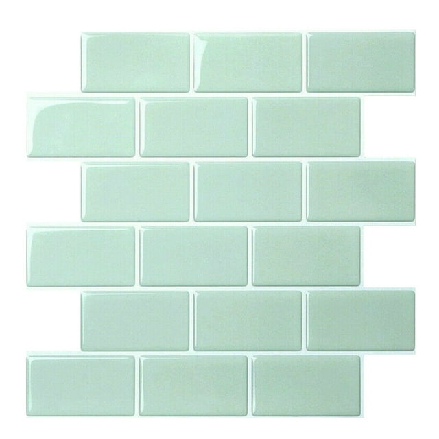 Adhesivo para azulejos de pared, papel tapiz de plástico de ladrillo 3D, autoadhesivo, calcomanía de decoración de pared para el hogar, BW56, verde Eigraketly HA002477-05