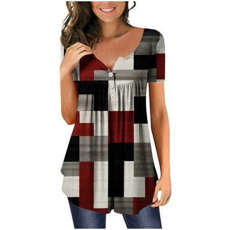 

LWZWM Womens Summer Fashion 2023 Tops Dressy Elegant Casual T-Shirt Crew Neck Short Sleeve Print Gray L