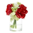 Hydrangea and Rose Artificial Floral Arrangement with Vase and Faux