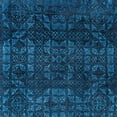 thumbnail image 1 of Ahgly Company Machine Washable Indoor Square Abstract Bright Navy Blue Area Rugs, 7' Square, 1 of 7