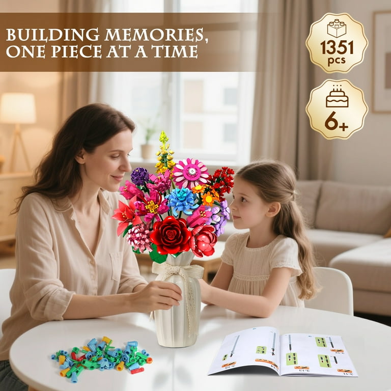 OKKIDY, Building Blocks Flowers Set, 1316 pcs, Compatible with