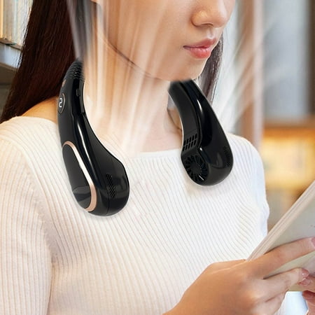 

Lizheee Digital Display Neck Hanging Outdoor Sports Portable USB Mini Neck Hanging Small Fan Neck Strap Bladeless Fan Suitable For Home Office