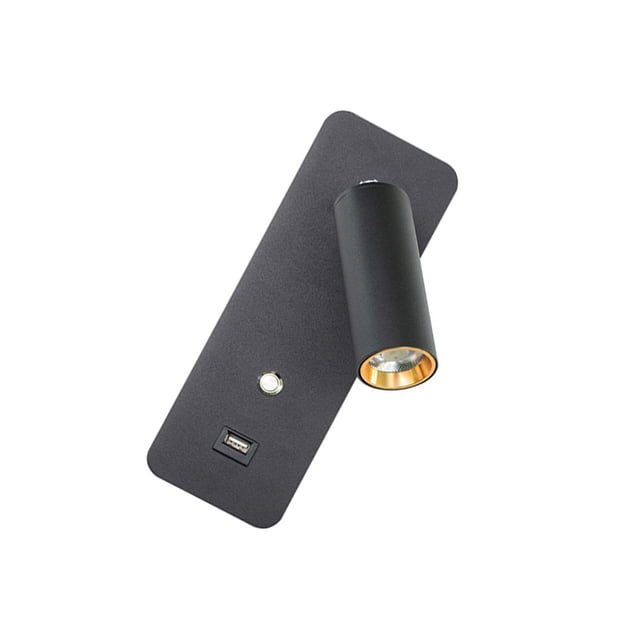 Toystoory AC 100-260V 7W luz de pared giratoria ornamento 3000K sala de estar dormitorio lámpara giratoria con puerto USB accesorio de iluminación de Iluminación y accesorios Negro Toystoory HA066252-02B