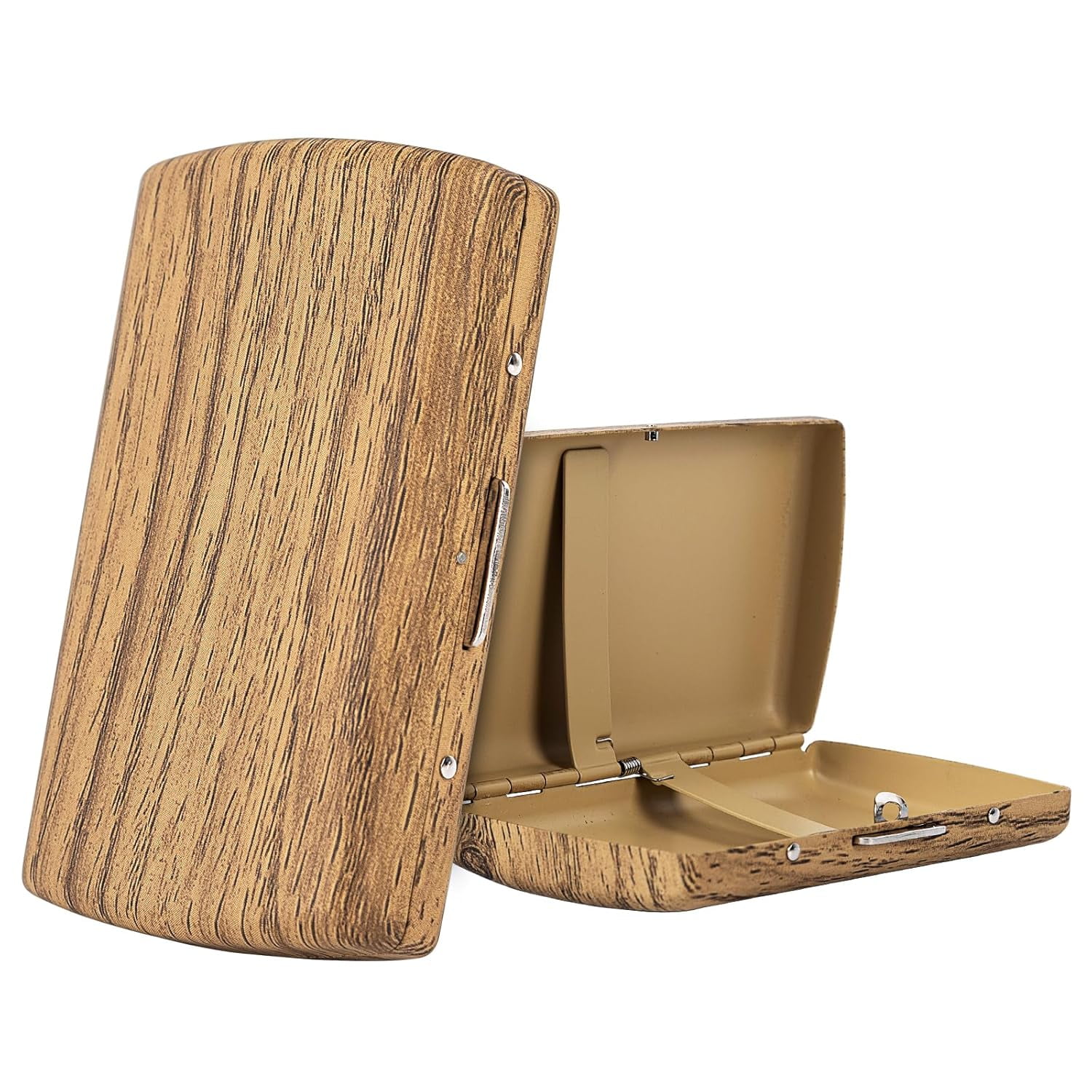 Wood Look Mini Metal Cigarette Case, Holds 12pcs King Size 84mm Regular  Cigarettes, Doesn't Fit 100's and Can't Hold Credit Card (Woodgrain Yellow,  King Size 12pcs)