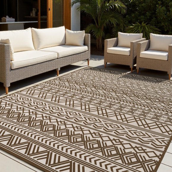 x Outdoor Rug Braided Indoor Outdoor Rugs Carpet Non Slip Outdoor Patio Rug with Rubber Particles Backing Boho Outdoor Area Rug for Patio Deck Porch Balcony Backyard Living Room