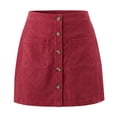 thumbnail image 5 of Agnes Orinda Women's Plus Size Corduroy Skirts Elastic Waist Button Down Fall Winter Short Mini Skirt with Pockets 1X Burgundy, 5 of 7
