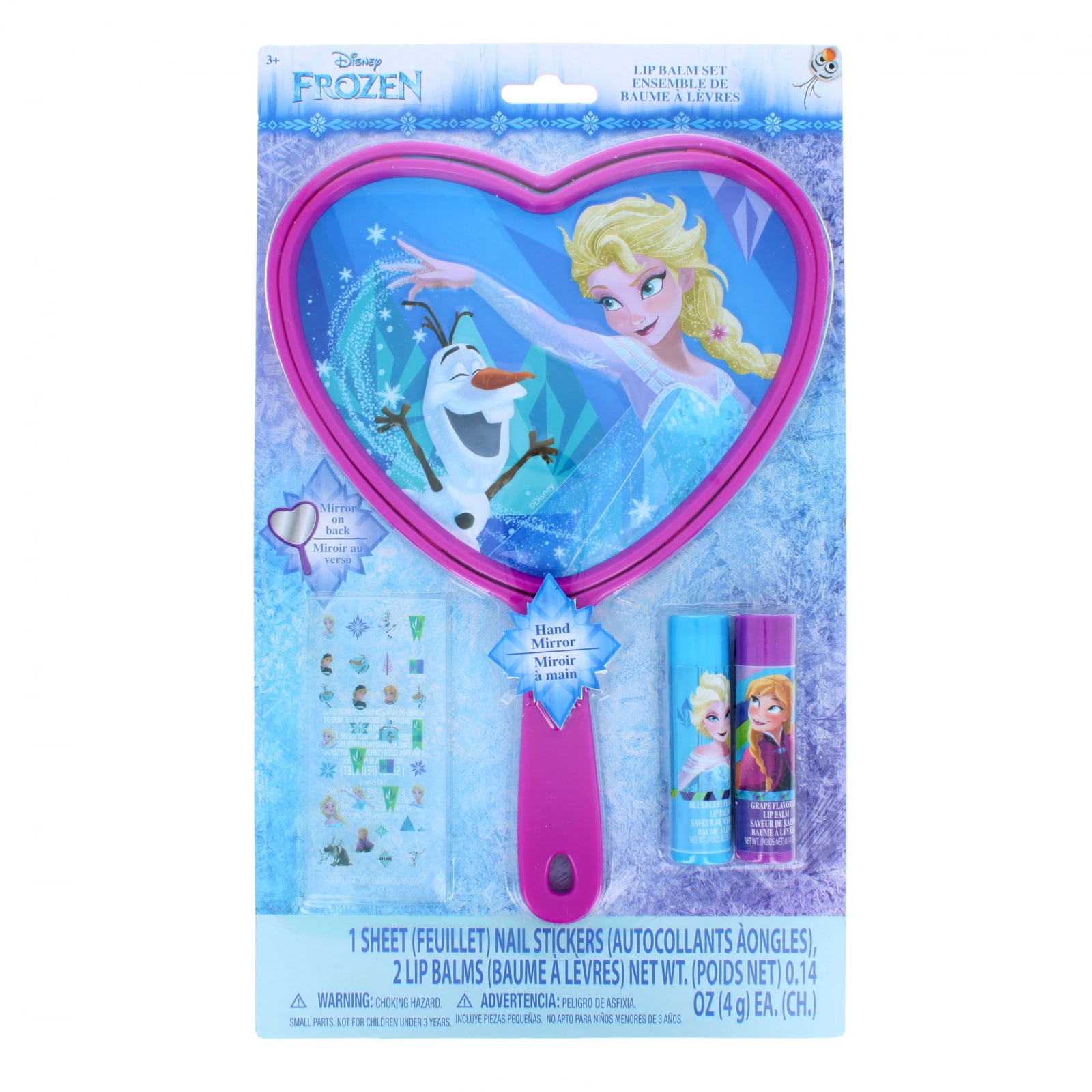 Elsa and Olaf Frozen Hand Mirror With Flavored Lip Balm And Nail Stickers Set 