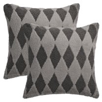 Unique Bargains Pack of 2 Plush Throw Pillow Covers with Diamond Pattern Dark Grey