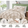 thumbnail image 3 of BedDecor 3 PC Luxury Diamond Ruffle "Ivory, King/Cal King" 800 TC 100% Long Staple Egyptian Cotton Made Down Alternative Comforter, 3 of 5