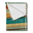 thumbnail image 2 of Brown and Blue Soft Flannel Fleece Throw Blanket, Geometric Stripes Pattern Retro Inspired Lines Worn Frame Design Abstract, Cozy Plush for Indoor and Outdoor Use, 60" x 80", Multicolor, by Ambesonne, 2 of 5
