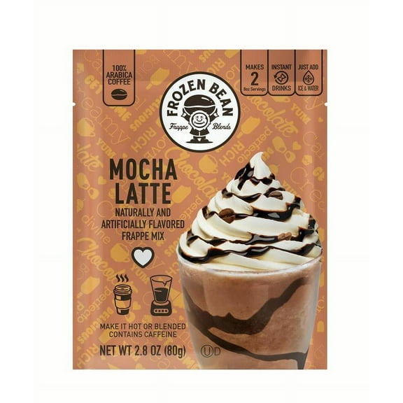 (12 Pack) Frozen Bean Frappe Blend Medium Roast, Instant Coffee Packets, Mocha Latte, 2.8 oz