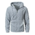 thumbnail image 6 of Mrmaere Men's Hooded Zip-Up Jacket Textured Fleece Soft Warm Outerwear for Daily & Leisure Wear Light Blue XXL, 6 of 9