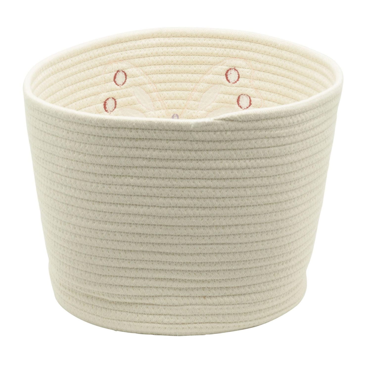 Cotton Rope Storage Basket with Boucle Butterfly Patch, Ivory