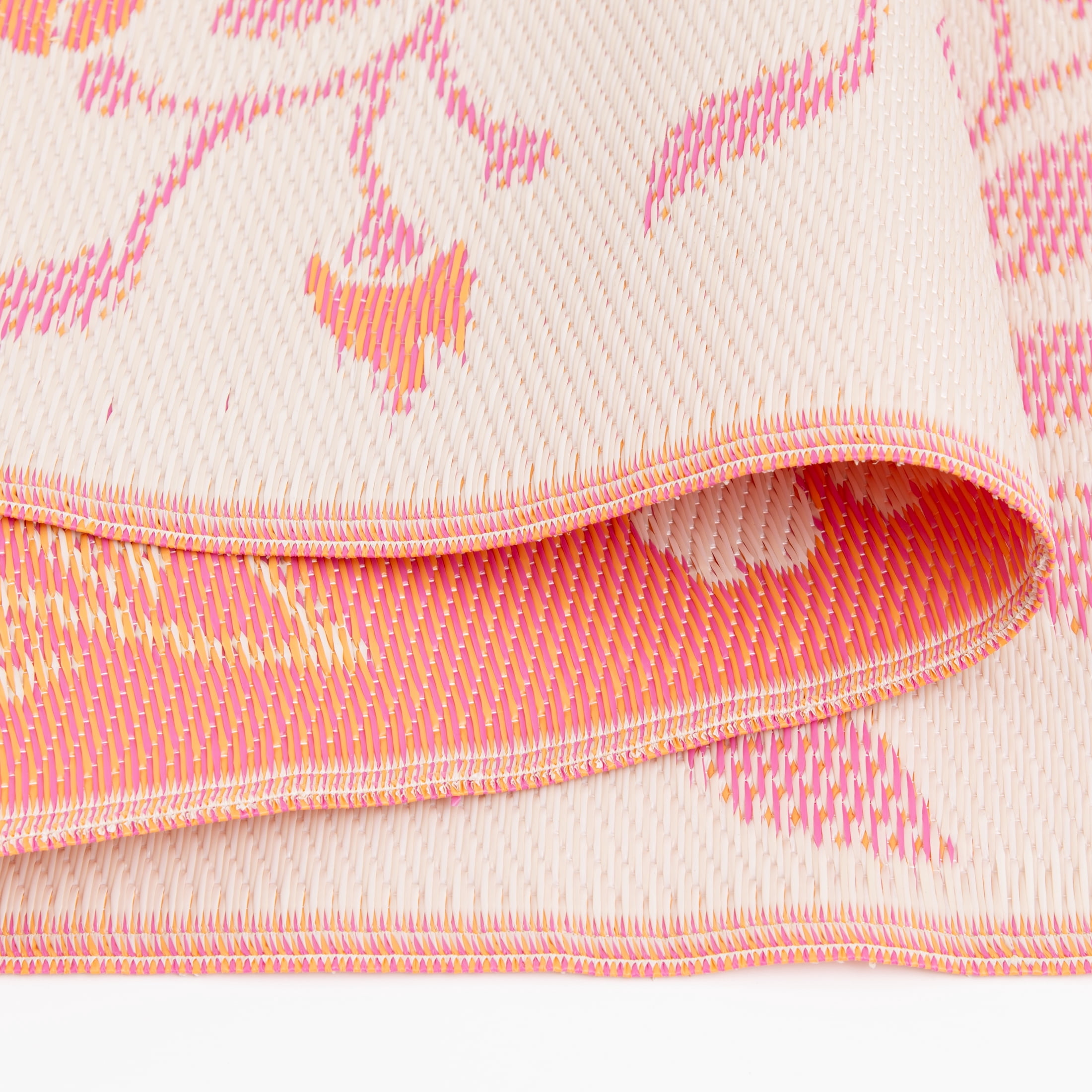 Mainstays 5x7 Pink Floral Reversible Plastic Outdoor Rug, Stain