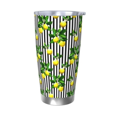

Goofa Lemons on Striped for 20 oz Skinny Tumbler Stainless Steel Coffee Mug Slim Vacuum Insulated Travel Cup Car Cup-Without Straw