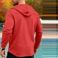thumbnail image 3 of LMOIPLI Men's Double Breasted Hooded Jackets Casual Stylish Long Sleeve Stretch Sports Coat Outerwear with Pockets Red M, 3 of 3