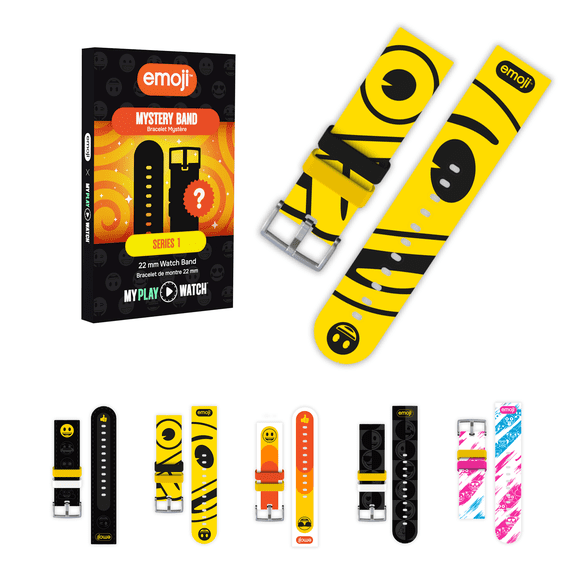 emoji® Mystery Band – My Play Watch Replacement Band, Officially Licensed emoji®, Blind Box 1 of 5 Designs, Fits My Play Watch and 22mm Watches with Adapter (Not Included)